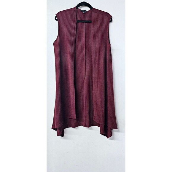 Slinky Brand Sweaters - SLINKY BRAND Wine Red Long Sleeveless Open Front Women Cardigan (M)